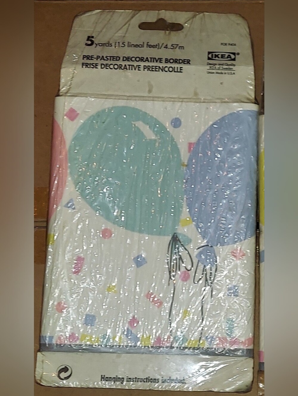 IKEA Pastel Balloon Decorative Wall Paper Border - Blue/Teal